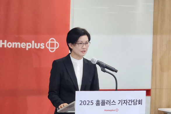 지난 2025년 3월 14일 서울 강서구 홈플러스 본사에서 열린 기자간담회에서 조주연 사장이 발언하고 있다. /이호빈 기자