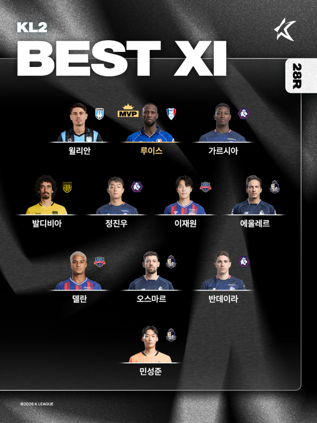하나은행 K리그2 2026 28라운드 베스트11./한국프로축구연맹