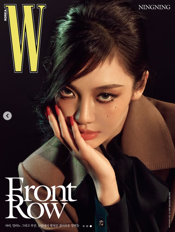 닝닝은 지난 12일 자신의 SNS를 통해 패션 매거진 'W 코리아(W Korea)' 커버를 장식한 여러 장의 화보 사진을 게재했다. /닝닝 소셜미디어, W코리아
