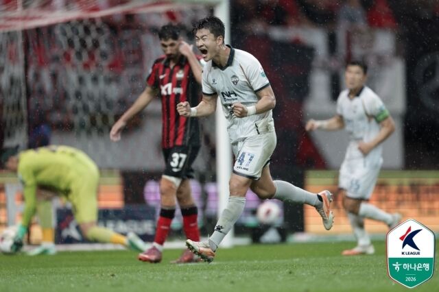 이상현이 18일 오후 4시 30분 서울월드컵경기장에서 펼쳐진 FC서울과의 '하나은행 K리그1 2026' 32라운드에서 동점골을 기록했다./한국프로축구연맹 제공