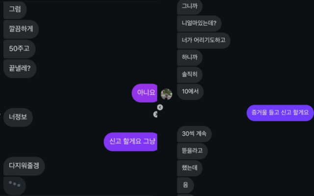A씨가 공개한 캡처본 갈무리 / 소셜미디어