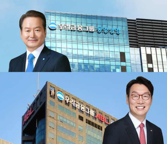 (위쪽부터) 우리금융그룹 성대규 동양생명 대표, 곽희필 ABL생명 대표. /그래픽=정수미 기자