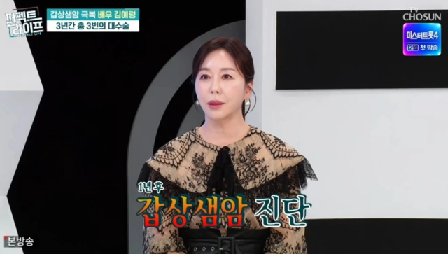 지난 28일 방송된 TV CHOSUN 예능 프로그램 '퍼펙트라이프'에는 배우 김예령이 출연해 최근 큰 수술을 받았다고 고백했다./ TV CHOSUN 예능 프로그램 '퍼펙트라이프'