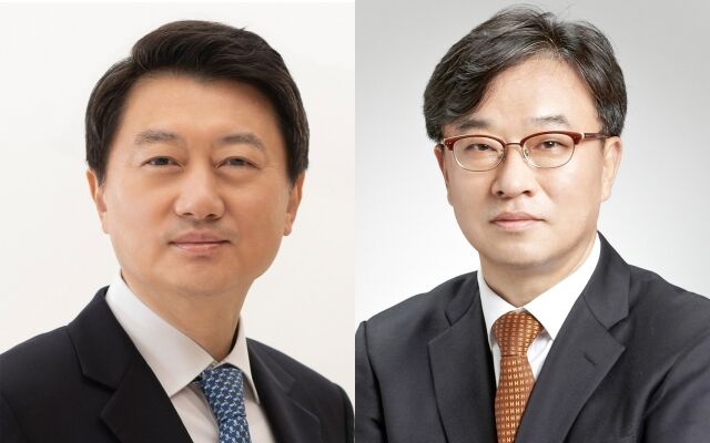 장호진 현대지에프홀딩스 대표이사 부회장(왼쪽), 박홍진 현대그린푸드 대표이사 부회장. /현대백화점그룹
